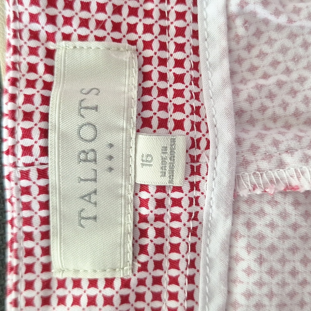 Talbots Capri Pants Red White Pattern - Picture 7 of 8